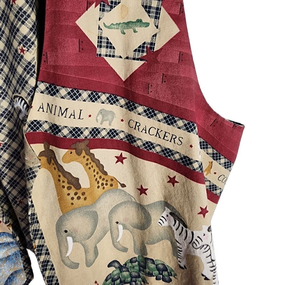 Daisy Kingdom Noahs Ark Fabric Panel Handmade Vest L - Picture 6 of 8